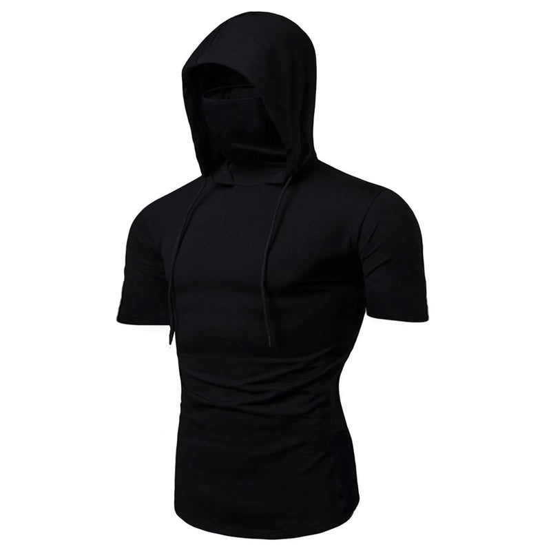 Men's sports t-shirt with hood for training