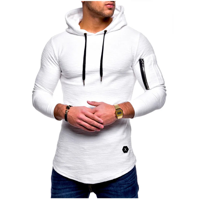 Men's sports t-shirt with hood for training