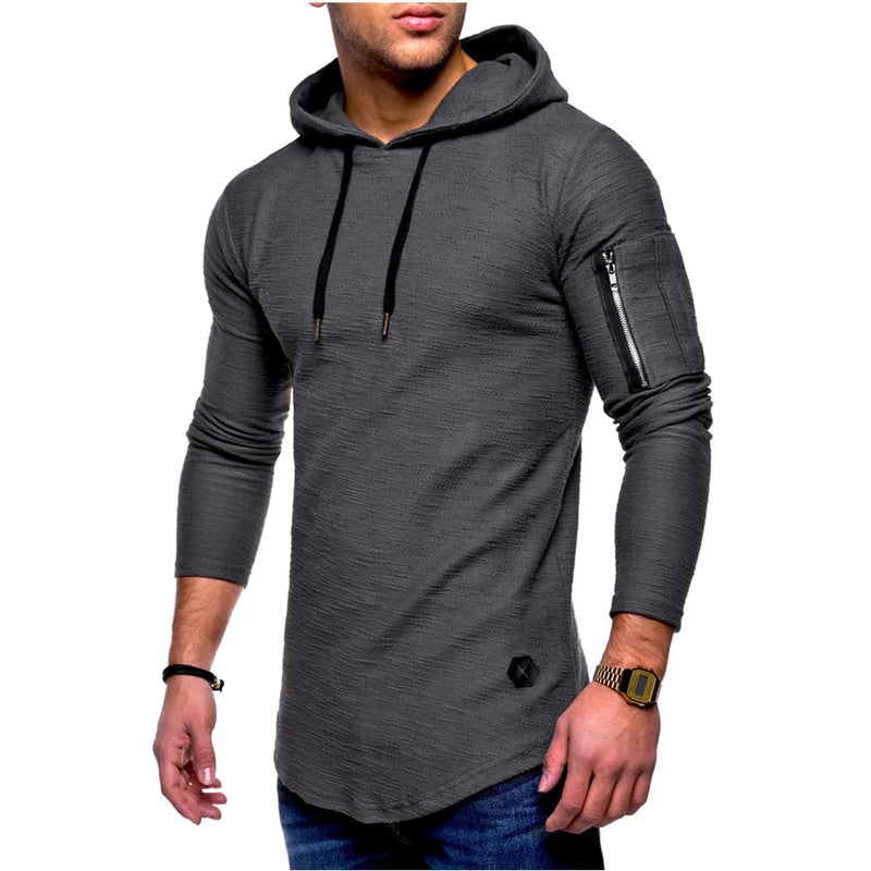 Men's sports t-shirt with hood for training