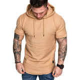 Men's sports t-shirt with hood for training