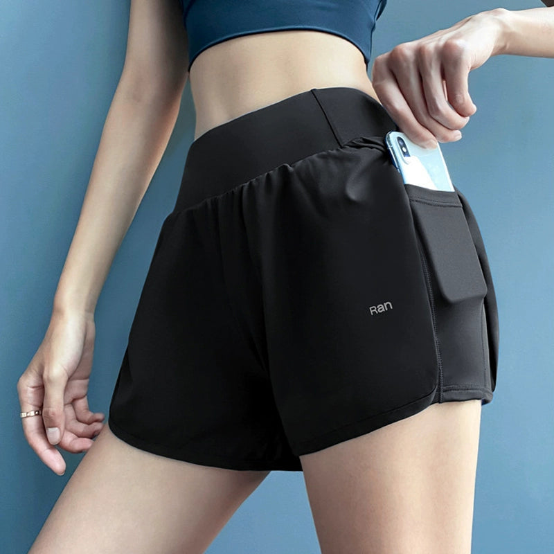 Yoga Double Layer Hidden Phone Pocket Short Shorts
