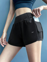 Yoga Double Layer Hidden Phone Pocket Short Shorts