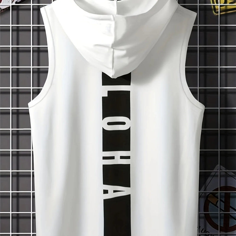 Men's hooded sports vest top T-shirt