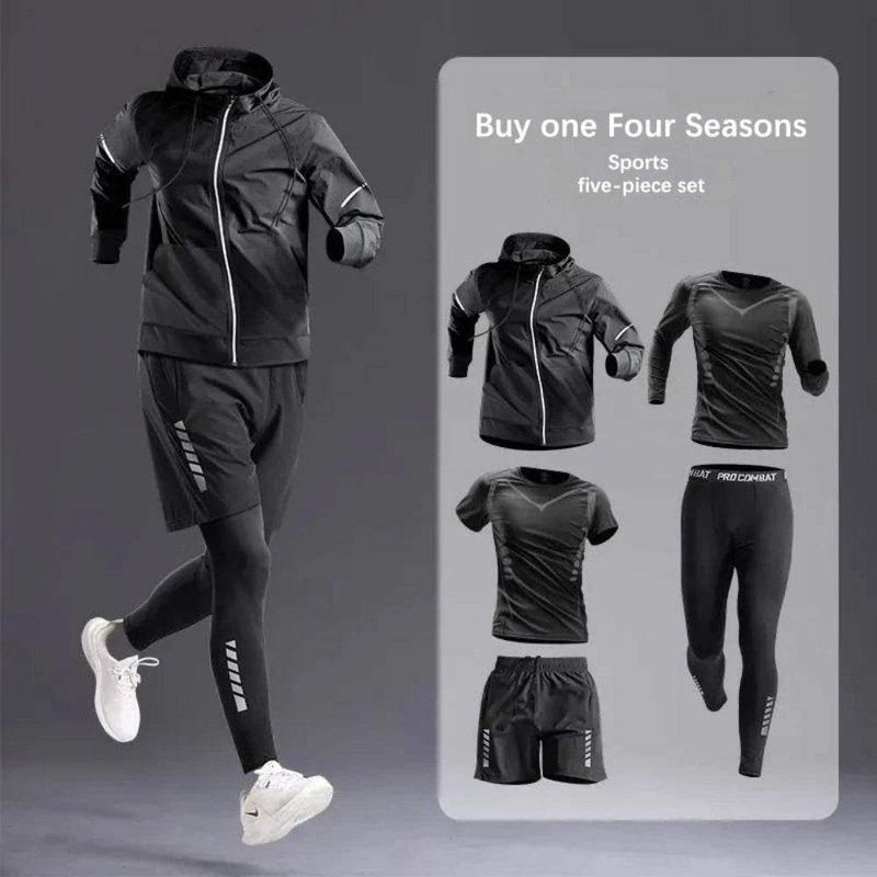Men’s 5-Piece Gym Outfit – Shirts, Pants, Shorts & Jacket - Yoga Essentials Here