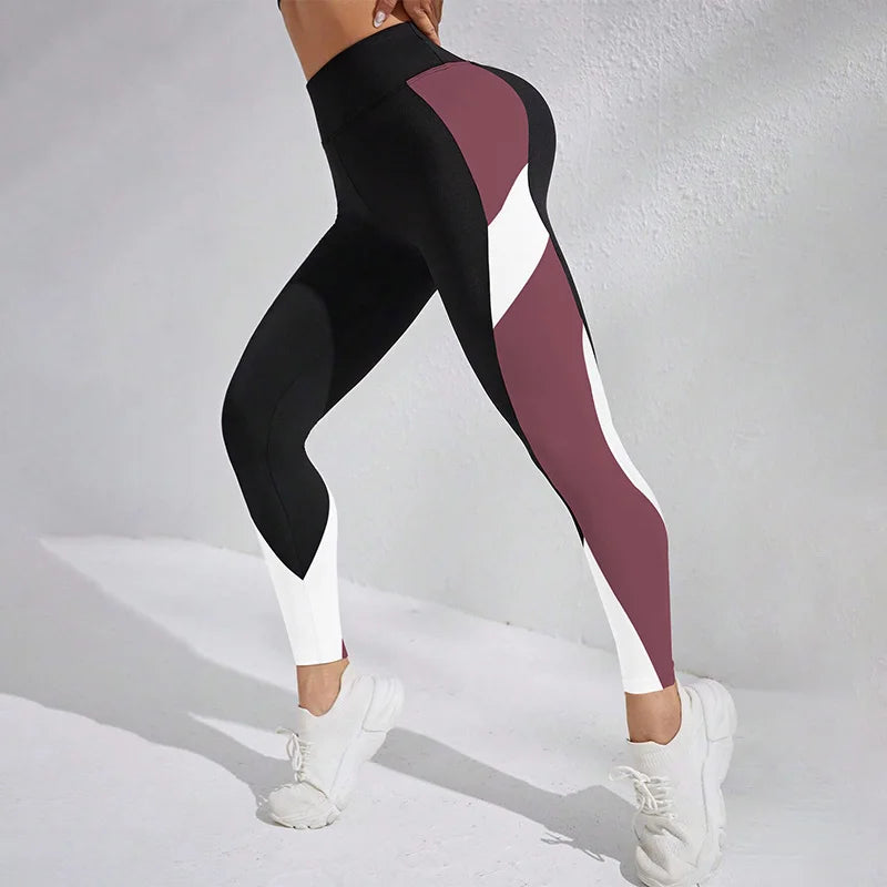 Women's High Waist Color Block Yoga Leggings