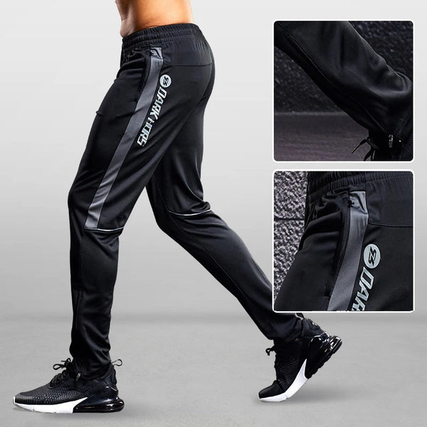 Men Sport Pants Running, Zipper Pockets. Trousers Fitness