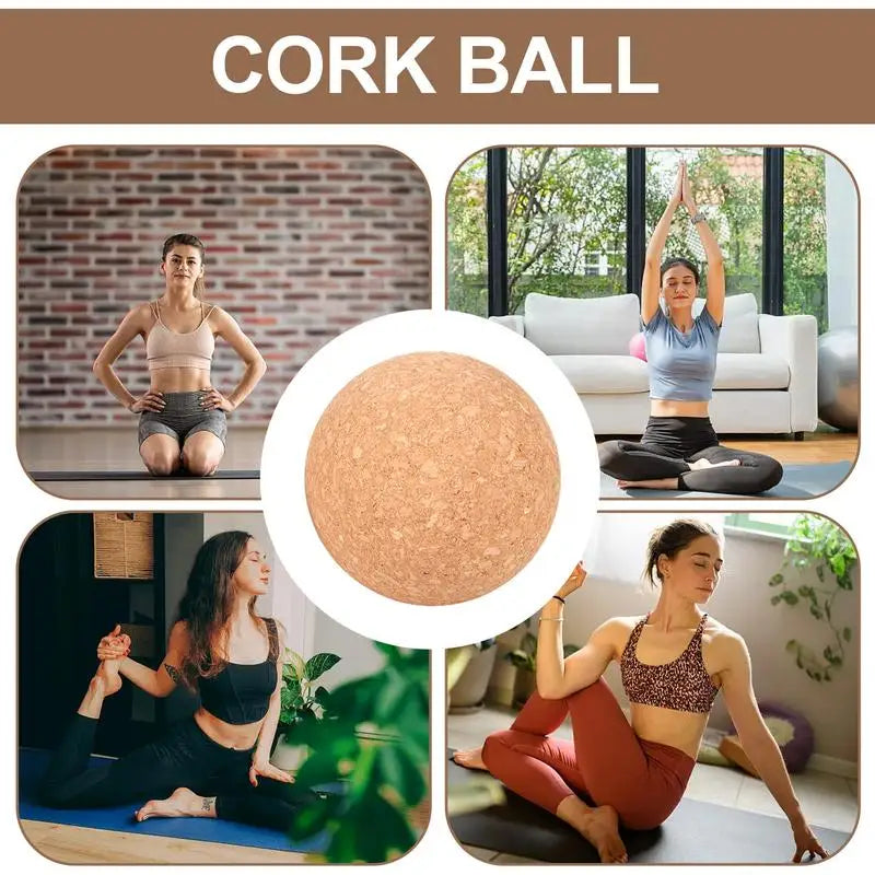 Cork massage ball for back, feet, yoga, therapy