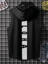 Men's hooded sports vest top T-shirt