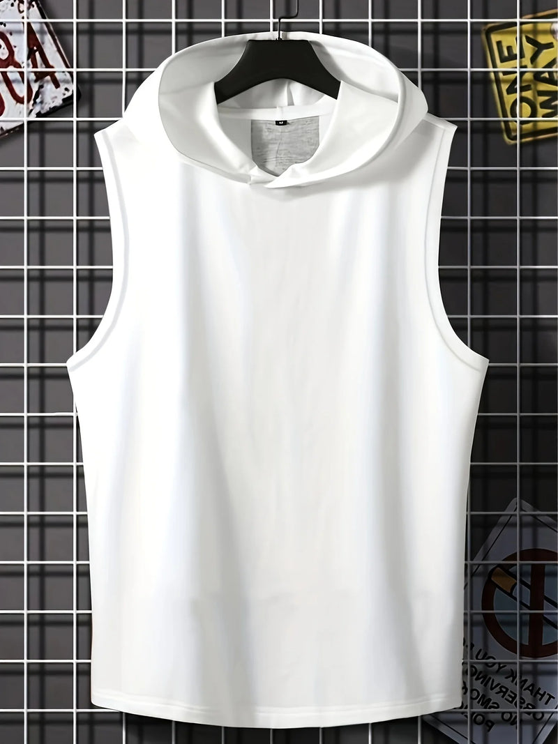 Men's hooded sports vest top T-shirt