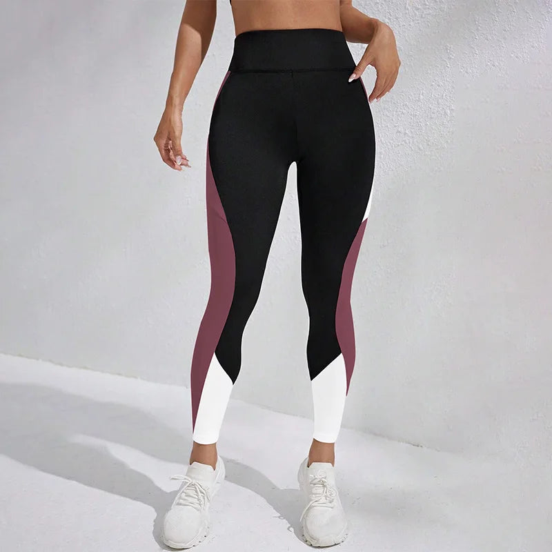 Women's High Waist Color Block Yoga Leggings