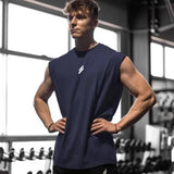 Men's black sleeveless gym T-shirt – quick-dry athletic top for fitness and workouts