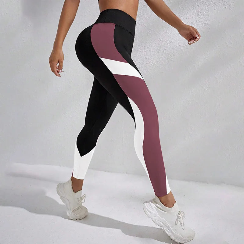 Women's High Waist Color Block Yoga Leggings