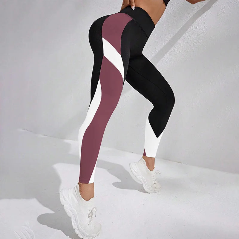 Women's High Waist Color Block Yoga Leggings