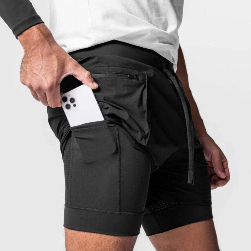 Men's 2-in-1 Gym Shorts, Double-Layer, Quick-Dry - Yoga Essentials Here