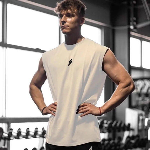 Men's black sleeveless gym T-shirt – quick-dry athletic top for fitness and workouts